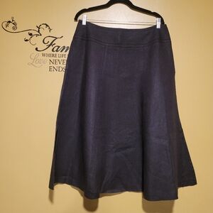 Talbots Black Peite Midi A-Line Side Slits Skirt